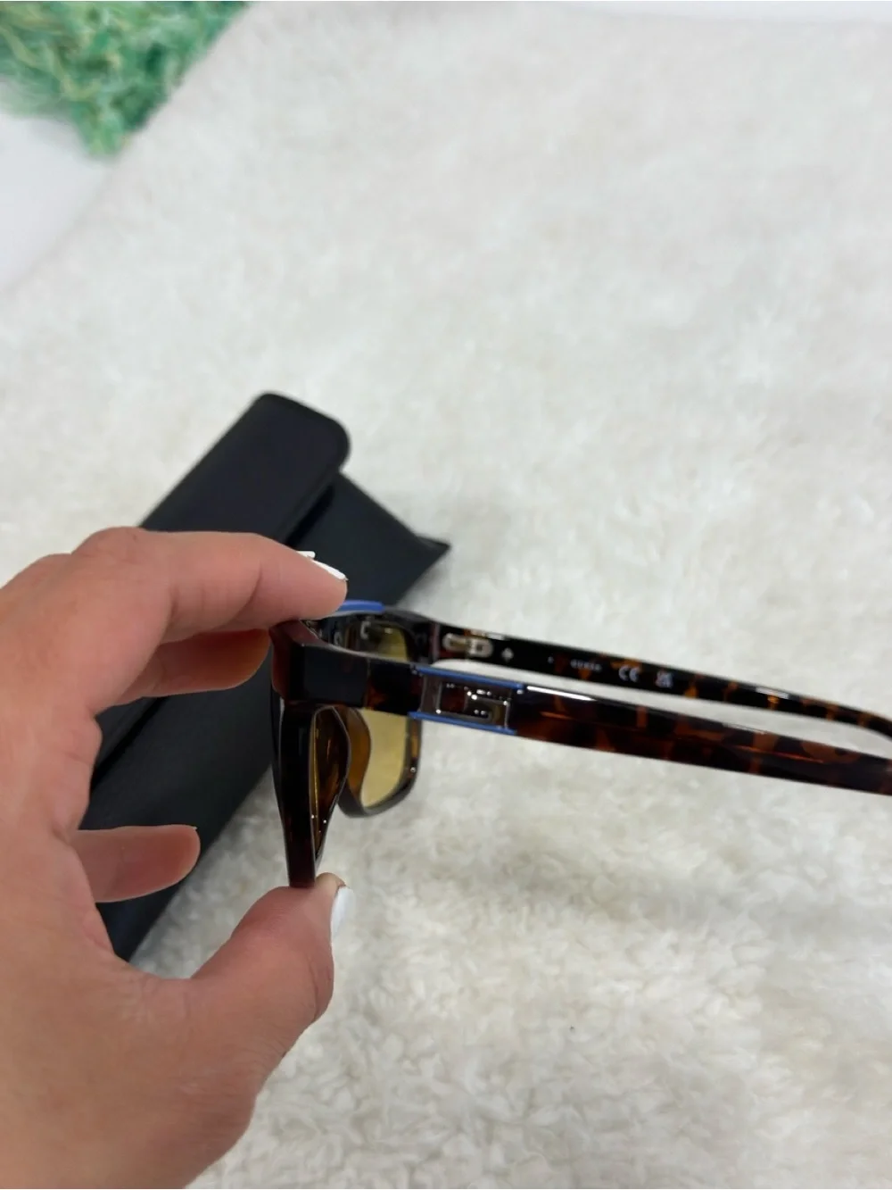 GUESS Black Frames with Yellow Lenses and Blue Top Bar aviator sunglasses